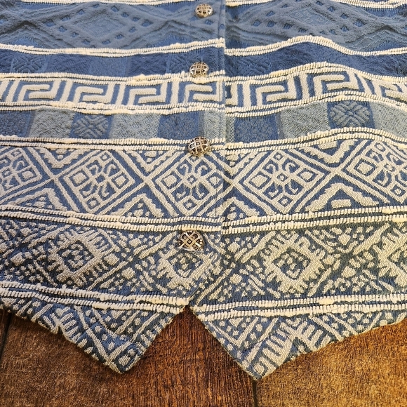 Orvis Vintage Tapestry Vest XL Blue Aztec Southwestern USA Deadstock 80s 90s VTG - Picture 5 of 8